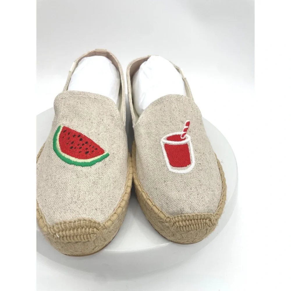 Soludos‎ Espadrilles Womens 8.5 Sand Canvas Watermelon Juice Platform Boho